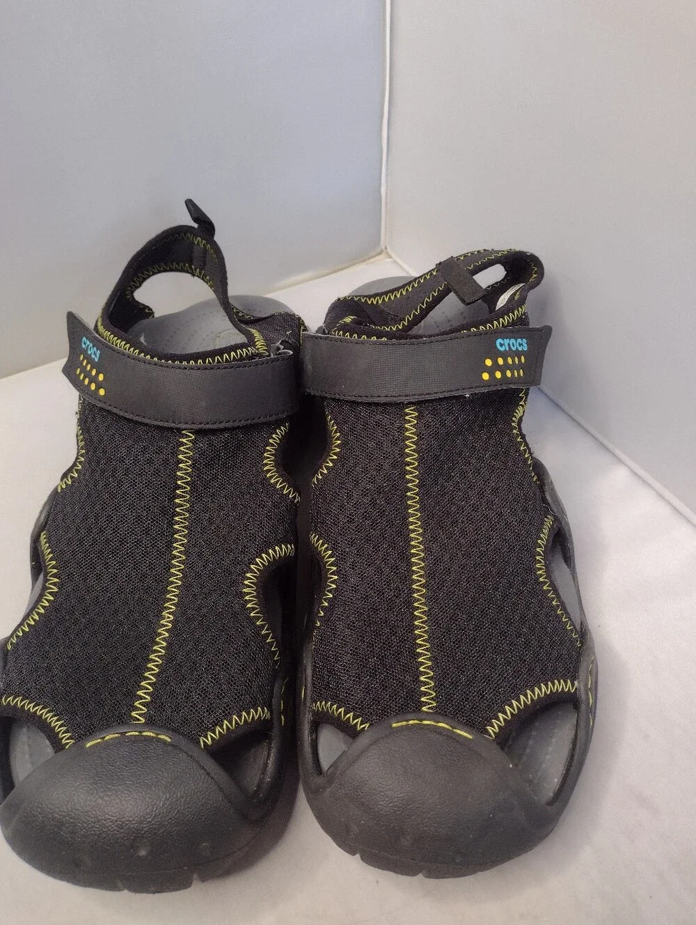 Crocs Men's Size 13 Black SwiftWater Mesh Fisherman Deck Sandals Water Shoes U